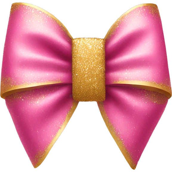 Pink bow with gold glitter emoji