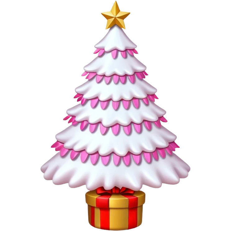 WHITE CHRISTMAS TREE WITH PINK BOWS AND GOLD TINSEL emoji