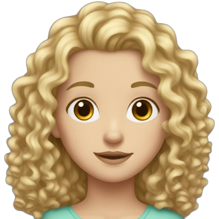 White girl long curly hair emoji