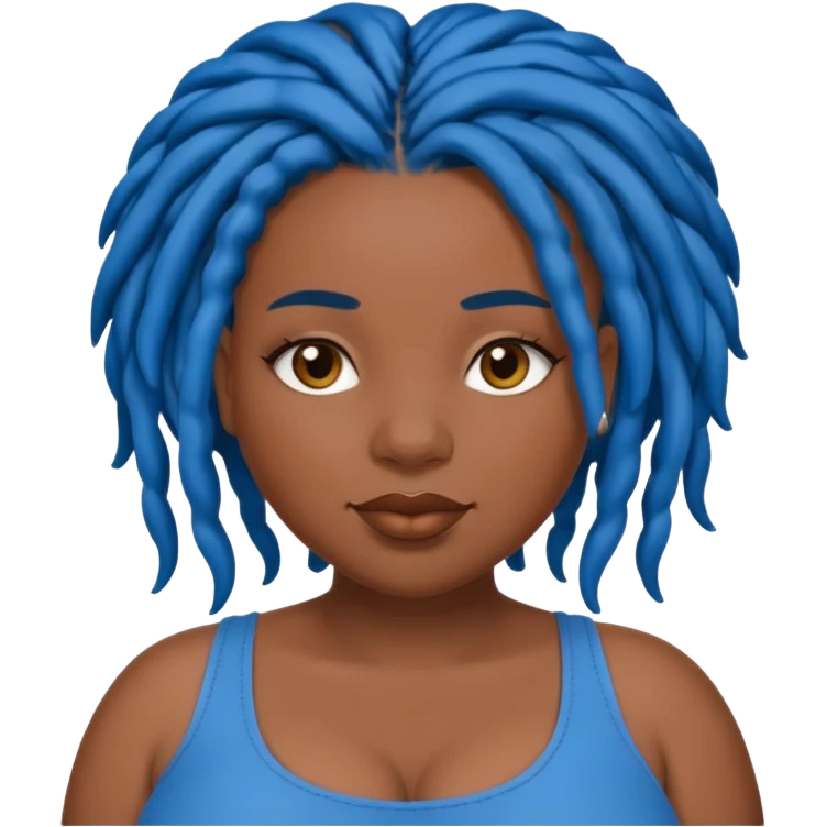 Plus size black girl with blue Locs emoji