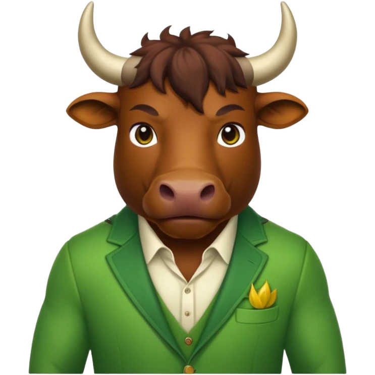 Green bull with clothes emoji