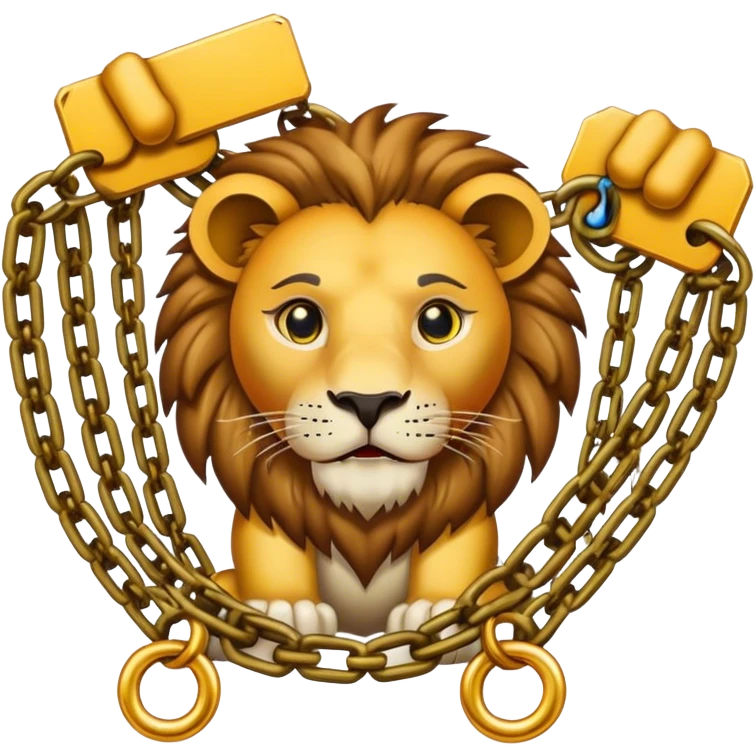 Multiple chains and a lion emoji