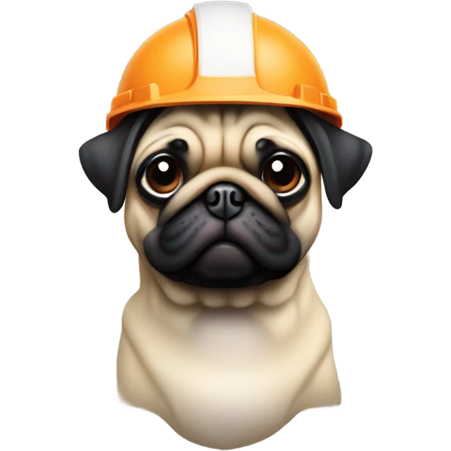 un perro pug con un casco de constructor en 3d emoji