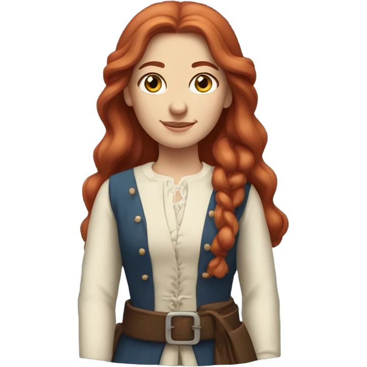 Caucasian colonial woman with long red hair and blue eyes emoji