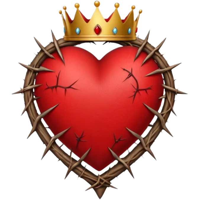 Create heart shape and in the horizontal midway create that crown thonrs like in the Jesus head  emoji
