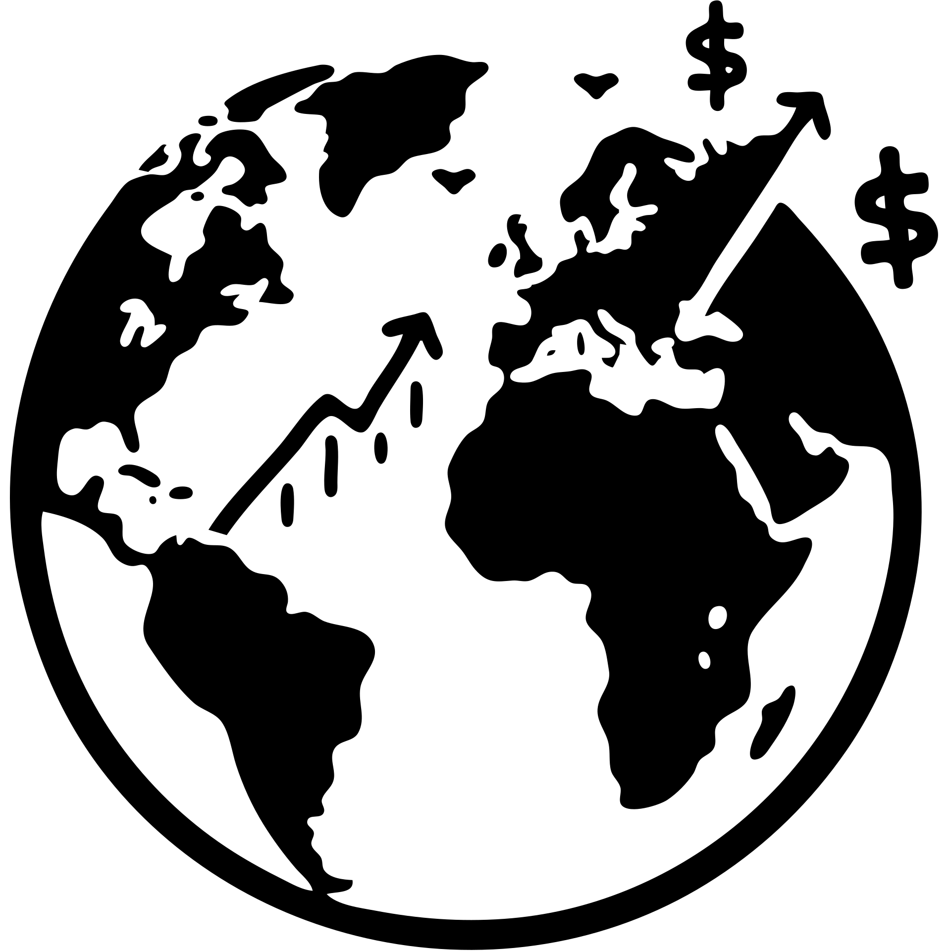 World globe with growth chart and currency symbols representing global economy emoji