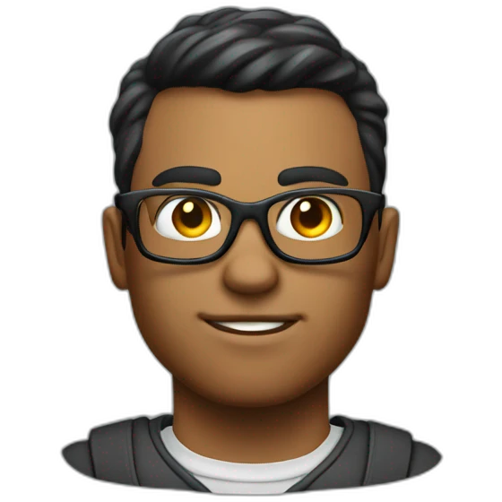 Dark featured realistic muscular nerd on computer coding  emoji