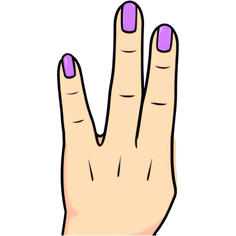 lilac pastel manicure on five fingers emoji
