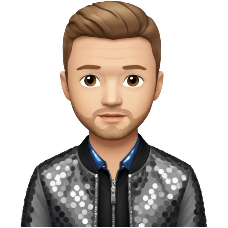 Justin Timberlake with gray sequin jacket, black shirt , light brown hair, light skin emoji
