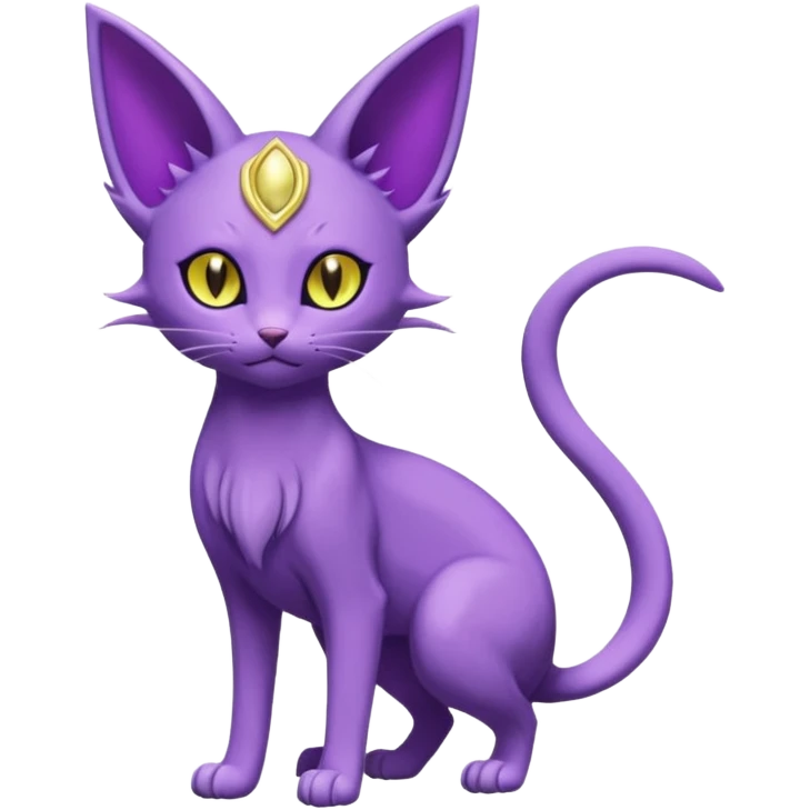 Purrloin-Espeon-Fakémon-hybrid-creature (full body)  with golden eyes emoji
