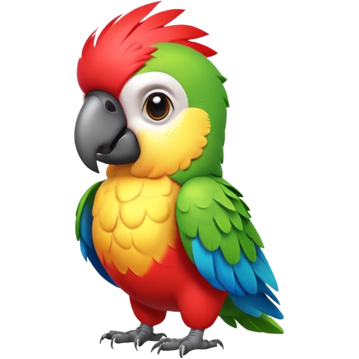 exotic parrot character, colorful feathers, cute face, 3D cartoon, mobile game icon style, clean background, no text, no watermark
 emoji