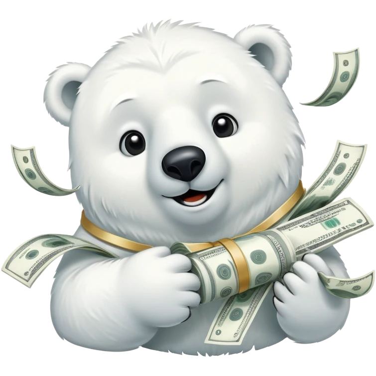 make an apple emoji of a polar bear doing a money spread  emoji