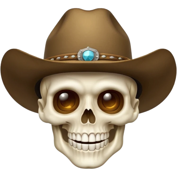 A skull face with cowboy hat mewing emoji