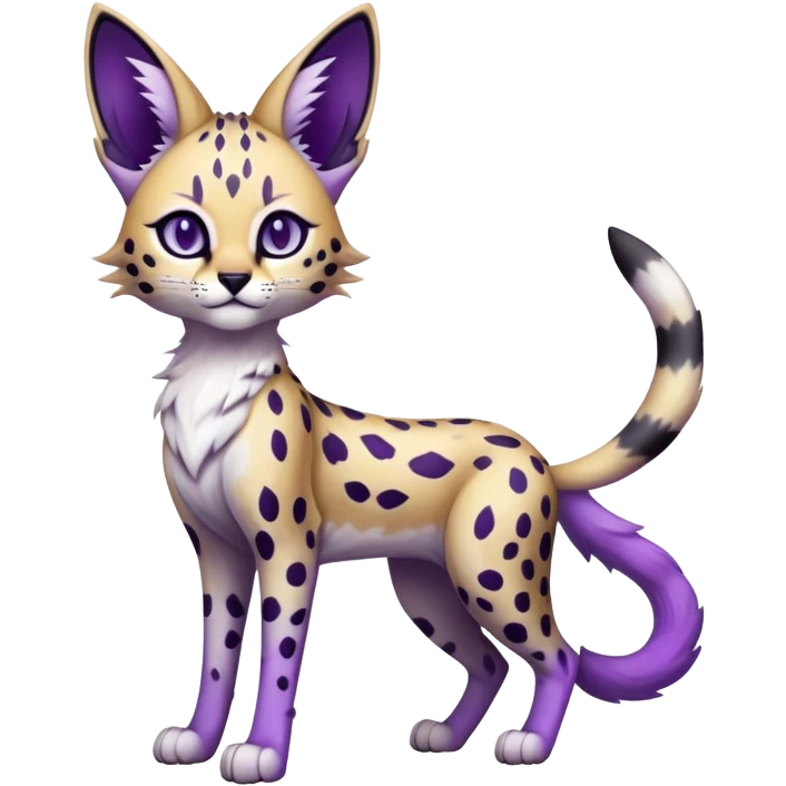 Kawaii Cute Edgy Black Purple White ethereal eldritch Serval-Fionbri-Vernid full body emoji