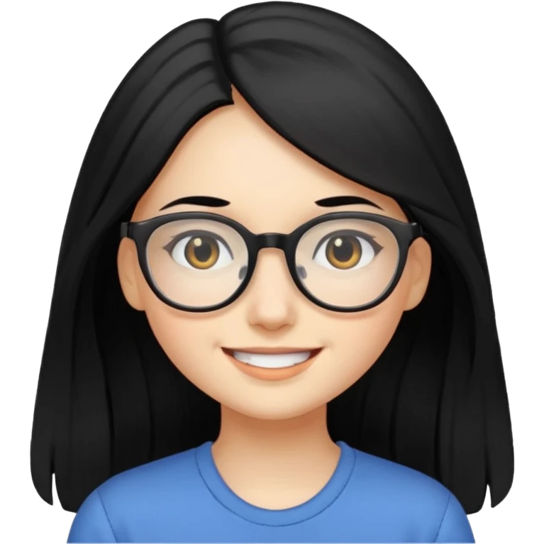 Girl long  hair black coloured hair glasses emoji