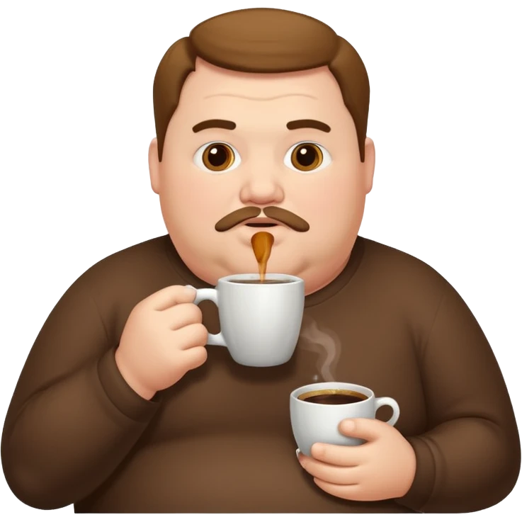 fat man, drink coffee emoji