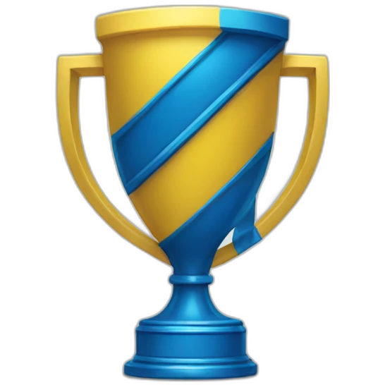 trophy painted blue and yellow emoji