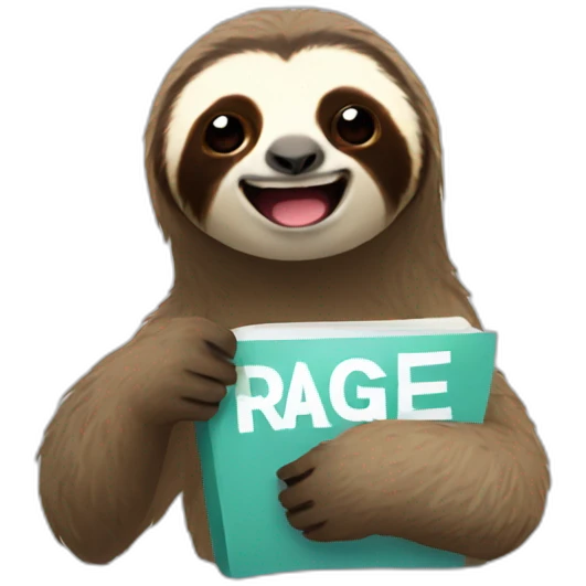sloth holding the word RAGE emoji