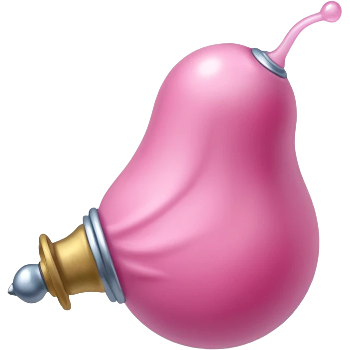 long, curved, veiny skin toned shaft with bulbous bell-shaped pink top. Milk squirts out of a small hole at the tip. emoji