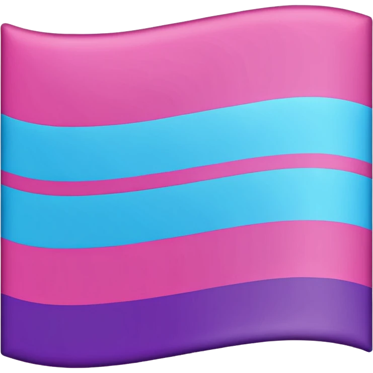 I want a flag, I want the first stripe at the top of the flag to be pink 🩷. I want The middle stripe to be the color purple 💜. And finally the bottom stripe I want the color blue 💙. Only those three colors in that exact order, pink, purple, blue. Make the colors more vibrant emoji