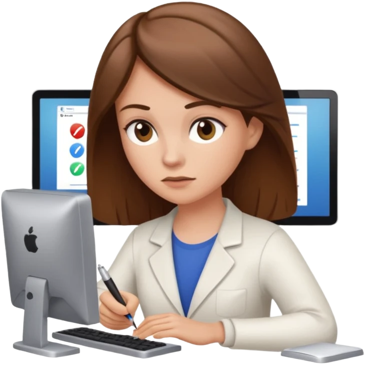 a white woman passes test on computer emoji