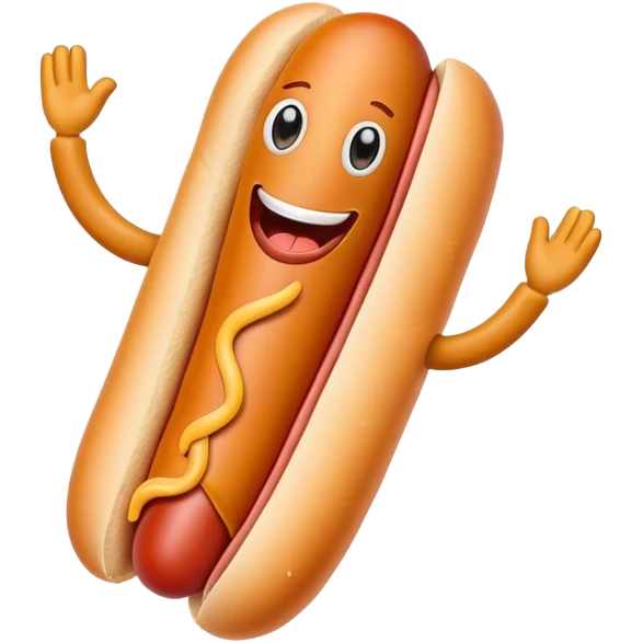 Smiling hotdog with arms and legs no mustard   emoji