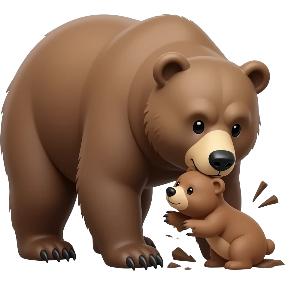 Big Bear crushing little bear emoji