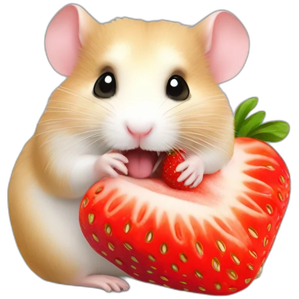 Hamster eating strawberry emoji