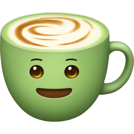 Matcha latte in a cute cup, without a smiley  emoji