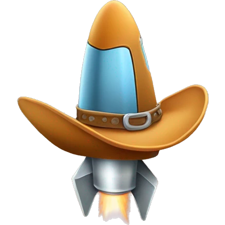 cowboy hat on top of rocket emoji