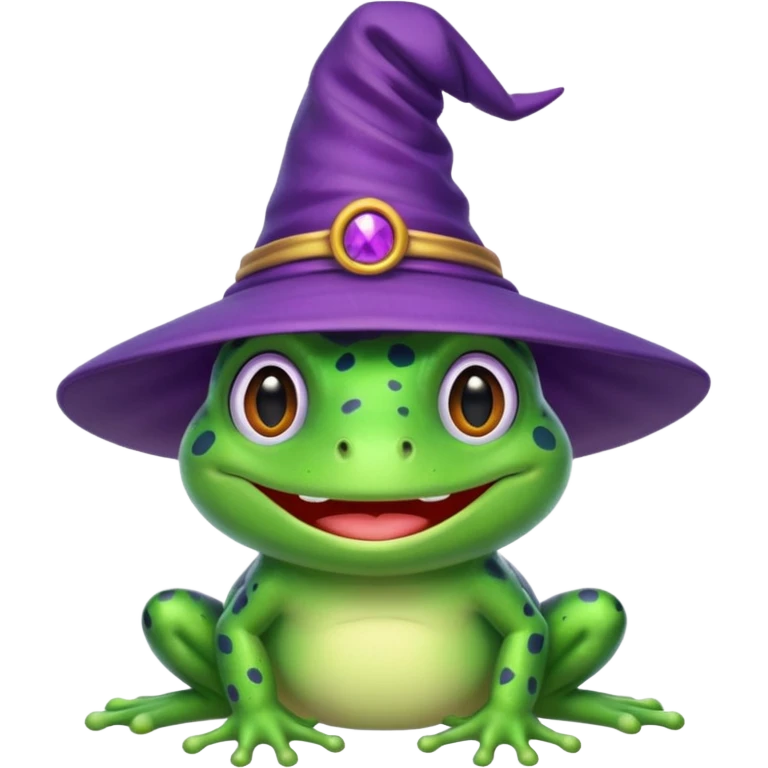 frog wear purple wicth hat emoji