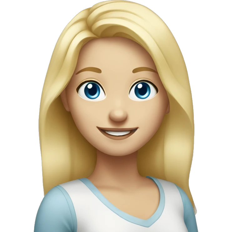 blonde girl smiling portrait blue eyes emoji