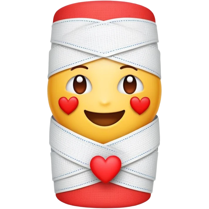 A cute "get well soon" emoji with a heart wearing a bandage emoji