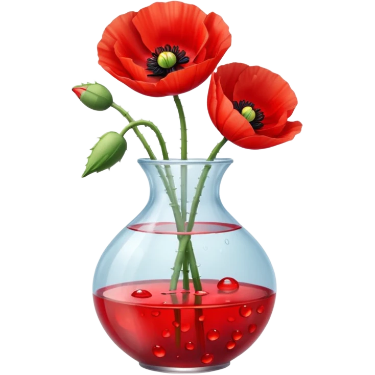 poppy flowers in a clear vase emoji