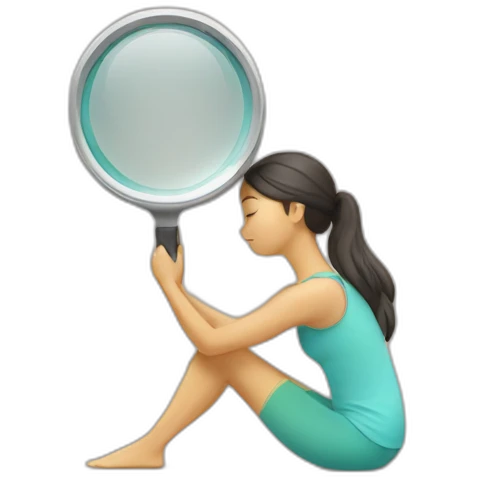 yoga girl look into magnifying glass emoji