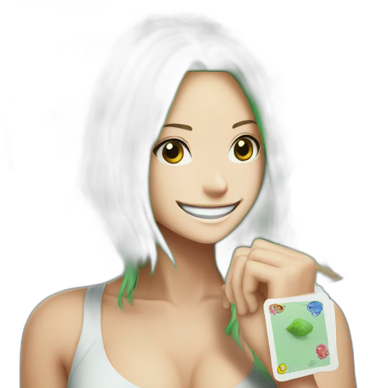 Nami one piece with cards emoji