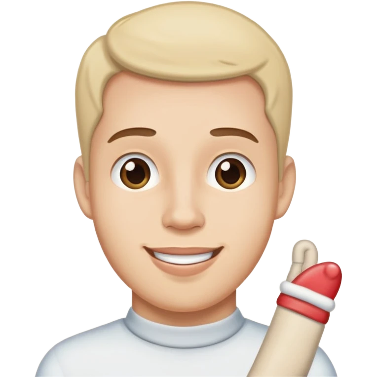Emoji nude, with his penis out stocking it with a pleased look on his face emoji