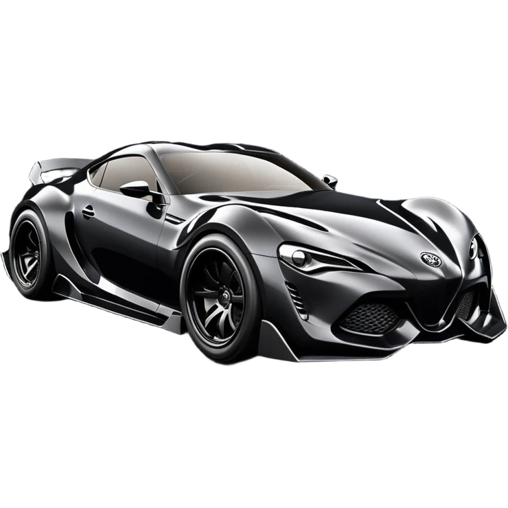  Catwoman’s Venom aerodynamic opulent dark futuristic concept loosely based on 2013 Toyota 86 (flat long straight faceted mechanical body) lightweight stealthy street hot rod drifter  emoji