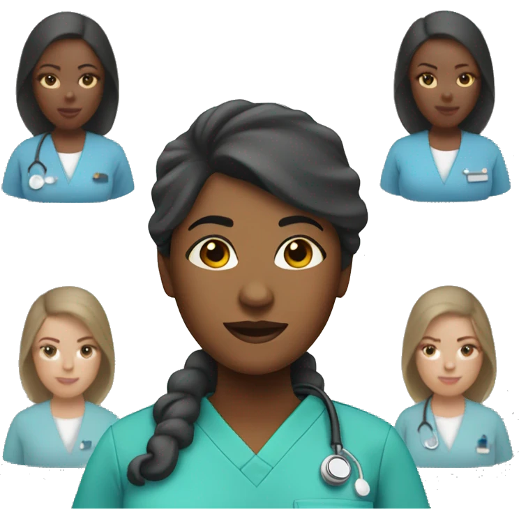 Black woman in scrubs emoji