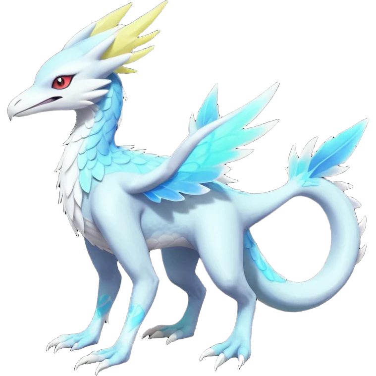 Colorful scaly flurry neon shimmering glimmering shiny bioluminescent translucent luminescent neon pastel bright pale Latias-Sergal-Vernid-Lombax-Renamon-Zeraora-Bastet-Fakémon-hybrid-fusion-creature, full body emoji