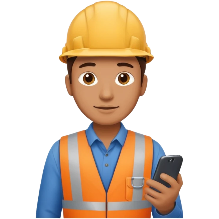 blue collar worker with smartphone emoji