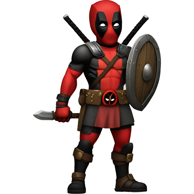 Deadpool holding Viking shield emoji