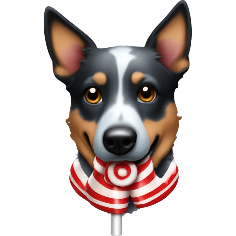 Blue heeler with a candy cane  emoji