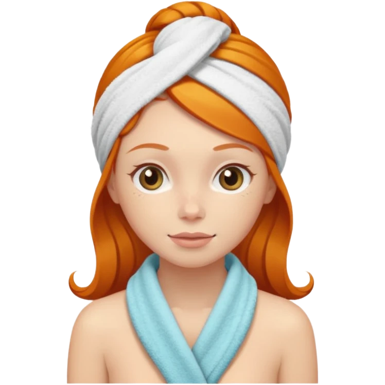 Ginger girl with spa towel emoji