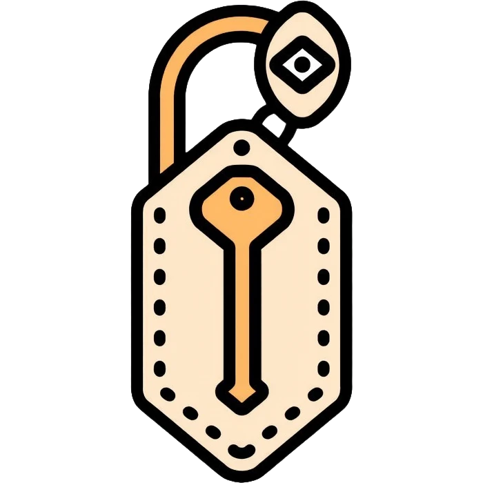 classic vintage hotel room key with diamond-shaped tag emoji