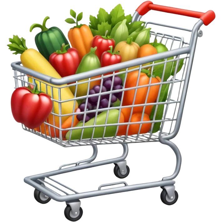 shopping cart silver with stuff emoji