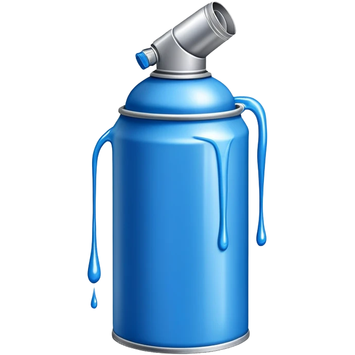 Blue spray paint can for graffiti with paint dripping emoji
