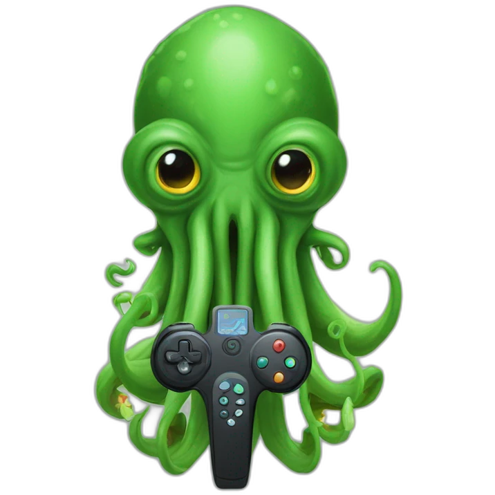 cthulhu with a video Game remote control emoji