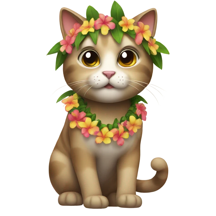 cat wearing hawaiian lei  emoji