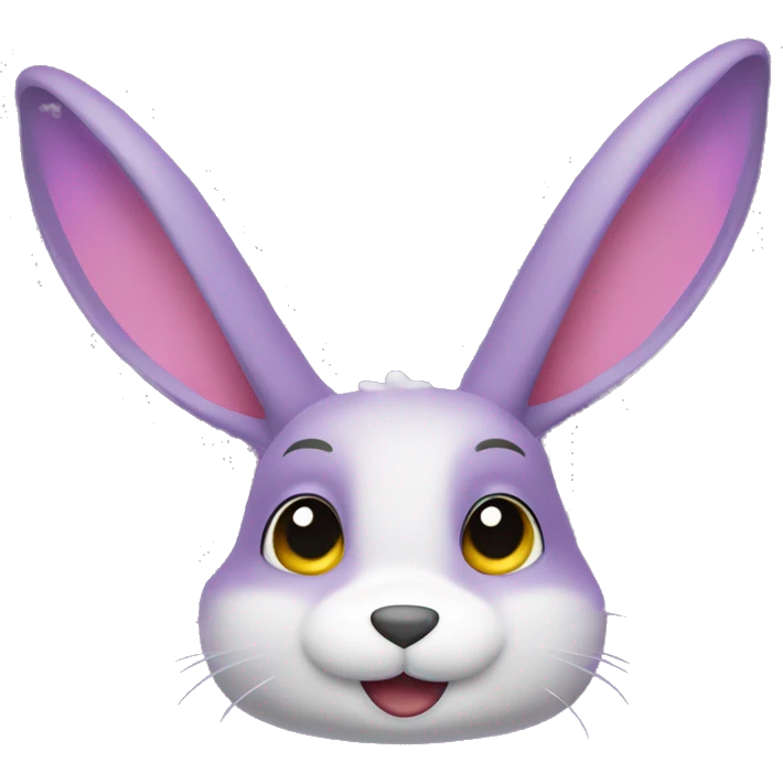 Conejo morado alto con ojos amarillos también sonrisa emoji